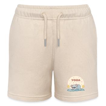 Koala Yoga pastel sur tapis douceur - Short de jogging enfant bio Stanley/Stella - écru doux - Devant
