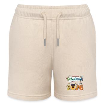 Schoolchild 2026 School Enrollment Back to School Comic - Kids Organic Sweat Shorts by Stanley/Stella - soft Ecru - Front