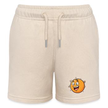 Cheerful Orange Caricature - Kids Organic Sweat Shorts by Stanley/Stella - soft Ecru - Front