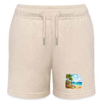 Willkommen am Tropenstrand - Kinder Organic Joggingshorts Mini Bolter von Stanley/Stella - Natur - Vorne