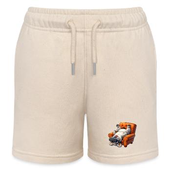 Hund mit VR Brille im Sessel - Kinder Organic Joggingshorts Mini Bolter von Stanley/Stella - Natur - Vorne