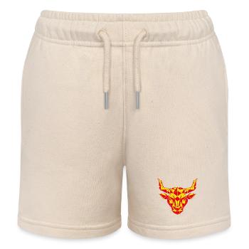 Geometric bull's head fire red, zodiac sign - Kids Organic Sweat Shorts by Stanley/Stella - soft Ecru - Front