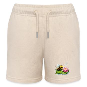 bee honey beekeeper honeycomb flowers meadow insect - Kids Organic Sweat Shorts by Stanley/Stella - soft Ecru - Front
