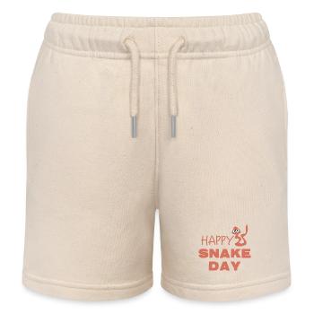 Happy National Snake Day - Kids Organic Sweat Shorts by Stanley/Stella - soft Ecru - Front