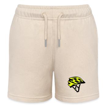 MTB Bicycle Helmet Silhouette - Kids Organic Sweat Shorts by Stanley/Stella - soft Ecru - Front