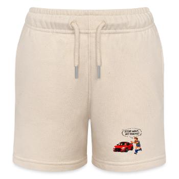 S’échapper avec une voiture rouge - Short de jogging enfant bio Stanley/Stella - écru doux - Devant