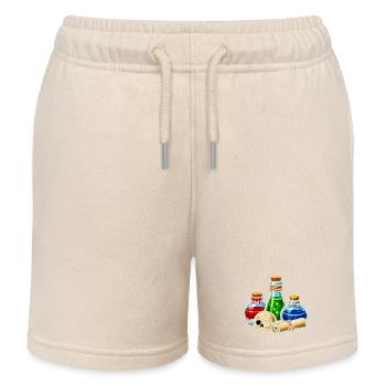 Alchemical Potion Glasses Skull Scene - Kids Organic Sweat Shorts by Stanley/Stella - soft Ecru - Front