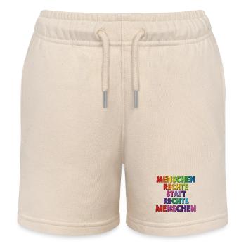 Menschenrechte statt rechte Menschen Statement - Kinder Organic Joggingshorts Mini Bolter von Stanley/Stella - Natur - Vorne