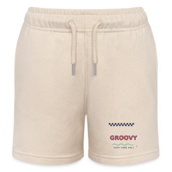 Nur groovy-Good_Vibes, Retro Y2K Typografie - Kinder Organic Joggingshorts Mini Bolter von Stanley/Stella - Natur - Vorne