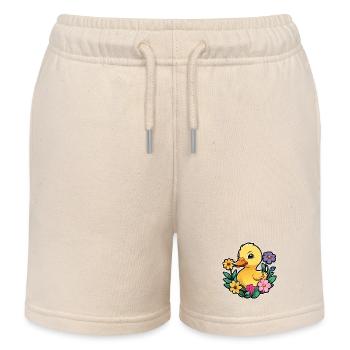 Süßes kleines Entenküken junge Ente mit Blumen - Kinder Organic Joggingshorts Mini Bolter von Stanley/Stella - Natur - Vorne
