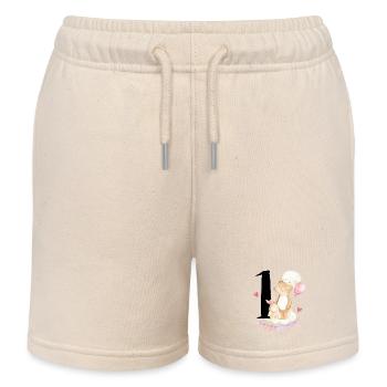 1. geburtstag, eins, erster, birthday, first, Girl - Kinder Organic Joggingshorts Mini Bolter von Stanley/Stella - Natur - Vorne