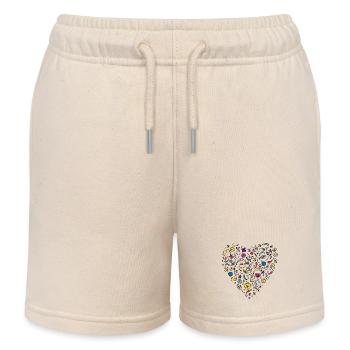 Heart - Kids Organic Sweat Shorts by Stanley/Stella - soft Ecru - Front