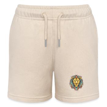 Colorful Lion Head - Kids Organic Sweat Shorts by Stanley/Stella - soft Ecru - Front