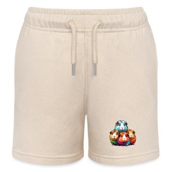 Vier süße Meerschweinchen - Kinder Organic Joggingshorts Mini Bolter von Stanley/Stella - Natur - Vorne