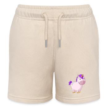 Dickes Comic Einhorn - Kinder Organic Joggingshorts Mini Bolter von Stanley/Stella - Natur - Vorne