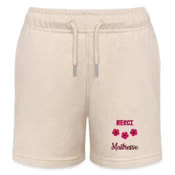 MERCI. MERCI MAÎTRESSE. CADEAU MAÎTRESSE. VACANCES - Short de jogging enfant bio Stanley/Stella - écru doux - Devant