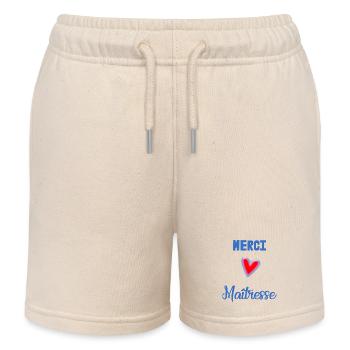 MERCI. MERCI MAÎTRESSE. CADEAU MAÎTRESSE. VACANCES - Short de jogging enfant bio Stanley/Stella - écru doux - Devant