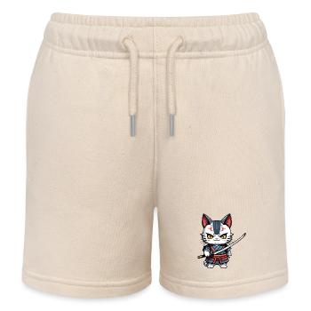 Chat samouraï #27 - Short de jogging enfant bio Stanley/Stella - écru doux - Devant