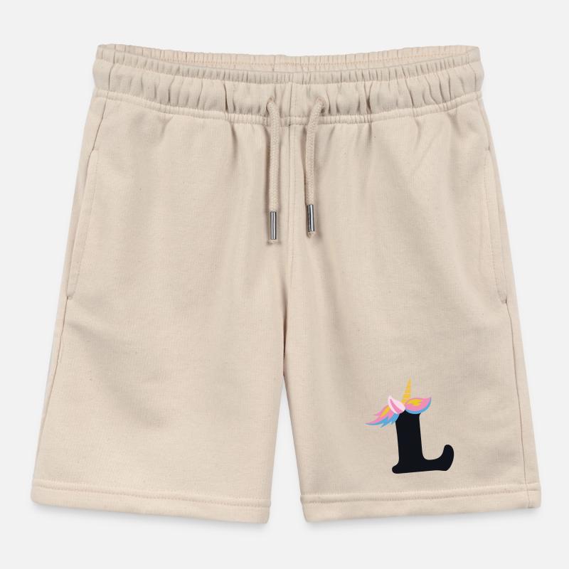 Einhorn-Buchstabe Regenbogenstyle "L" | be unique Kinder Organic Joggingshorts Mini Bolter von Stanley/Stella