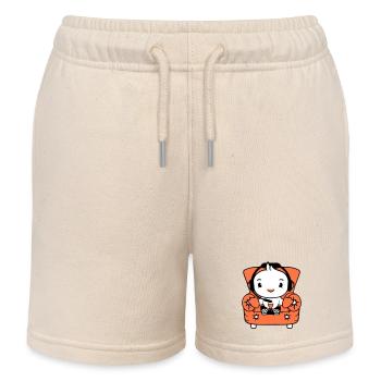 Ente Gamer zocken Controller Headset Sessel sitzen - Kinder Organic Joggingshorts Mini Bolter von Stanley/Stella - Natur - Vorne