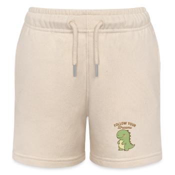 Follow Your Dreams - Süßes Dino-Design - Kinder Organic Joggingshorts Mini Bolter von Stanley/Stella - Natur - Vorne