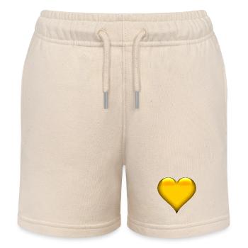 Golden Heart Emblem - Kids Organic Sweat Shorts by Stanley/Stella - soft Ecru - Front