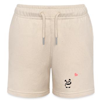 panda heart cute balloon bear big thick kusch - Kids Organic Sweat Shorts by Stanley/Stella - soft Ecru - Front