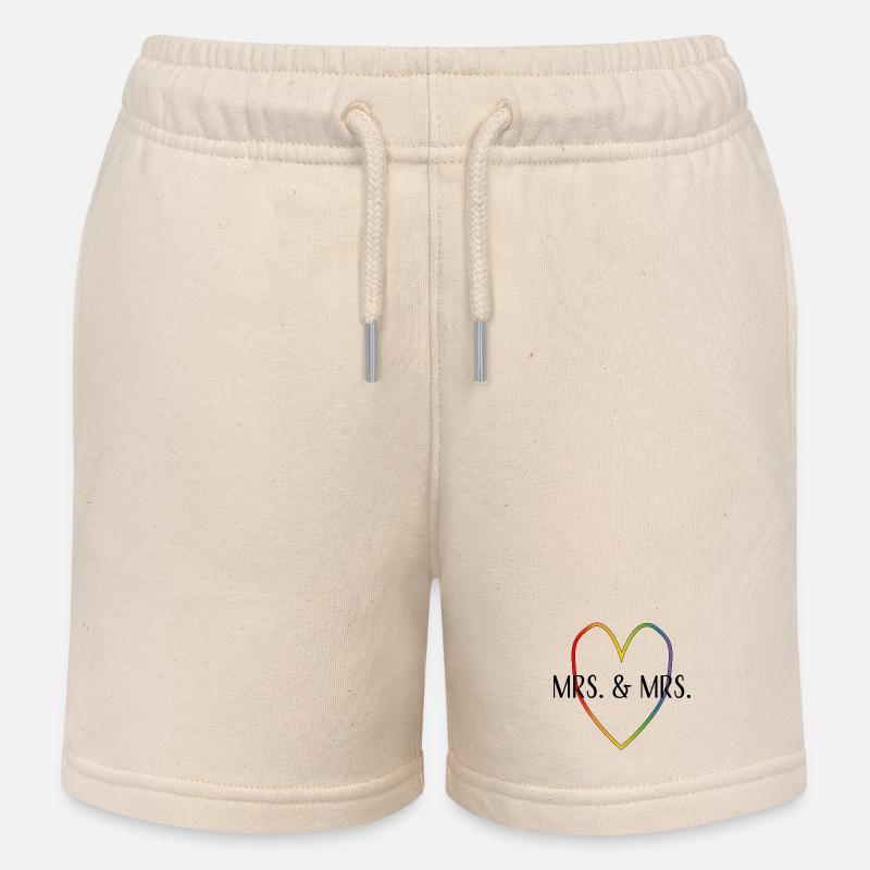 Pani i Pani Rainbowheart LGBT LGBTQI queer - Szorty dresowe dziecięce bio Stanley/Stella - delikatne ecru