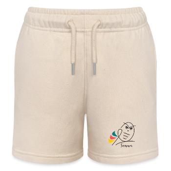 HOLIDAY. HAPPY HOLIDAYS. MISTRESS. MASTER. TEACHER - Kids Organic Sweat Shorts by Stanley/Stella - soft Ecru - Front