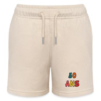 50. 50 ANS. 50e ANNIVERSAIRE. ANNIVERSAIRE 50 ANS. - Short de jogging enfant bio Stanley/Stella - écru doux - Devant