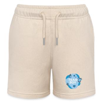 Team Boy Baby Shower Design - Kids Organic Sweat Shorts by Stanley/Stella - soft Ecru - Front