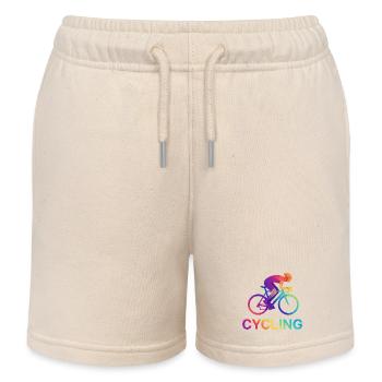 Lebendiges Regenbogen-Radfahrerdesign - Kinder Organic Joggingshorts Mini Bolter von Stanley/Stella - Natur - Vorne