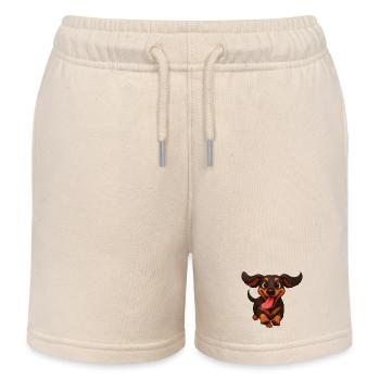 Dackel Freude Rennen bester Freund Herrchen - Kinder Organic Joggingshorts Mini Bolter von Stanley/Stella - Natur - Vorne