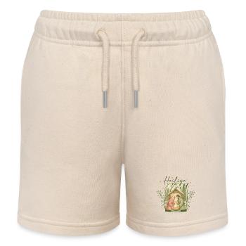 Holy Night Nativity Light in the Glass Dome - Kids Organic Sweat Shorts by Stanley/Stella - soft Ecru - Front
