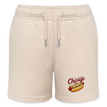 Chicago Style Hot Dog Classic Food Design - Kids Organic Sweat Shorts by Stanley/Stella - soft Ecru - Front