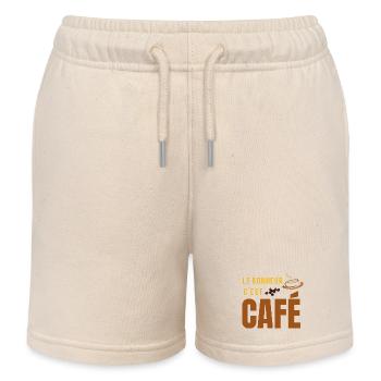 Happiness is coffee - Kids Organic Sweat Shorts by Stanley/Stella - soft Ecru - Front