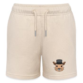 Capybara mit Zylinder Cartoon - Kinder Organic Joggingshorts Mini Bolter von Stanley/Stella - Natur - Vorne