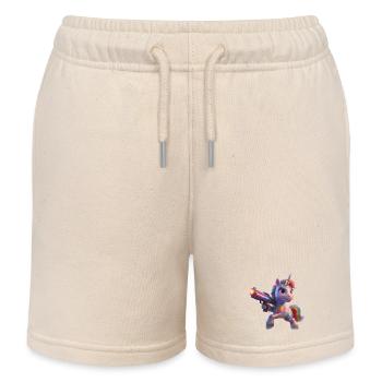 Licorne arc-en-ciel avec pistolet laser - Short de jogging enfant bio Stanley/Stella - écru doux - Devant