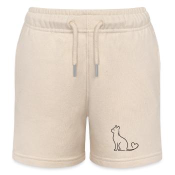 Elegant Cat with Heart Tail | Minimal Love Line Ar - Kinder Organic Joggingshorts Mini Bolter von Stanley/Stella - Natur - Vorne