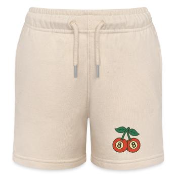 Playful Cherries Duo with Wide Eyes - Kids Organic Sweat Shorts by Stanley/Stella - soft Ecru - Front