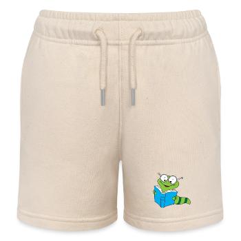 Bookworm Nerd Reading Books Earthworm - Kids Organic Sweat Shorts by Stanley/Stella - soft Ecru - Front
