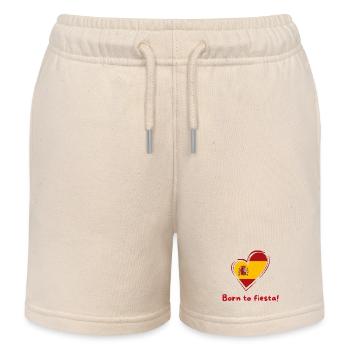 Spanien Herz Flagge Born to Fiesta - Kinder Organic Joggingshorts Mini Bolter von Stanley/Stella - Natur - Vorne
