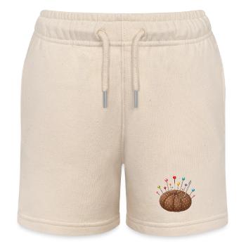 Nadelkissen mit bunten Stecknadeln - Kinder Organic Joggingshorts Mini Bolter von Stanley/Stella - Natur - Vorne