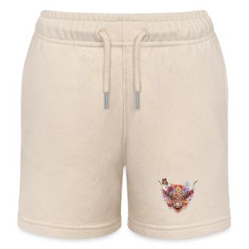 Blumenkrone Kuhporträt - Kinder Organic Joggingshorts Mini Bolter von Stanley/Stella - Natur - Vorne
