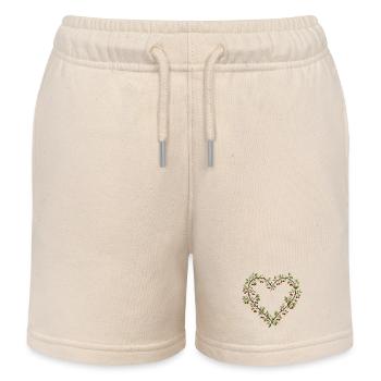 Kirschherz aus Ästen und Blättern - Kinder Organic Joggingshorts Mini Bolter von Stanley/Stella - Natur - Vorne
