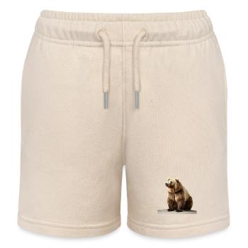 Un ours brun à la relle - Short de jogging enfant bio Stanley/Stella - écru doux - Devant