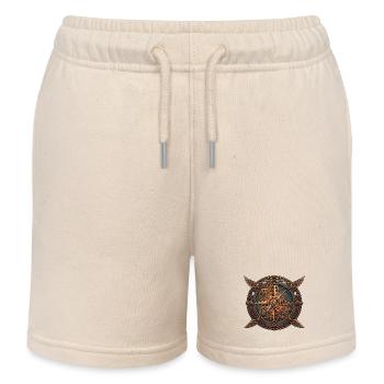 Steampunk compass with wings - Kids Organic Sweat Shorts by Stanley/Stella - soft Ecru - Front