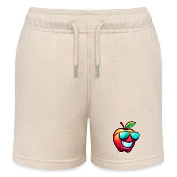 Cool apple with sunglasses – Happy - Kids Organic Sweat Shorts by Stanley/Stella - soft Ecru - Front