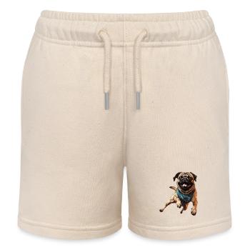 Mops in Bewegung: Rennen, Sprinten, Galoppieren - Kinder Organic Joggingshorts Mini Bolter von Stanley/Stella - Natur - Vorne