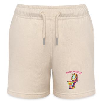Pup Here - Kids Organic Sweat Shorts by Stanley/Stella - soft Ecru - Front